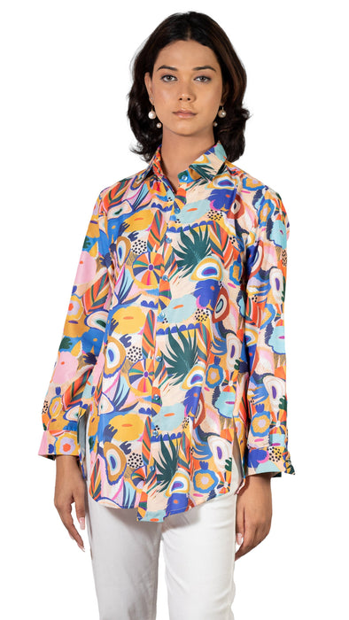 Women Spring Fling Printed Shirt-CK-SPRING FLING