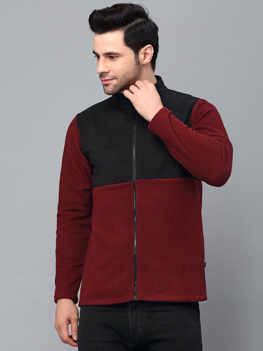 Color Blocked High Neck Polar Fleece Jacket