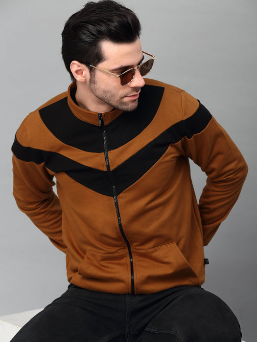 Color Blocked High Neck Fleece Jacket