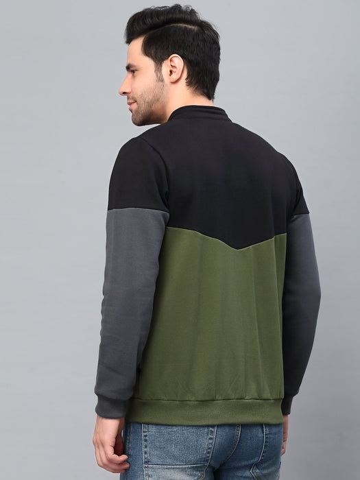 Color Blocked High Neck Fleece Jacket