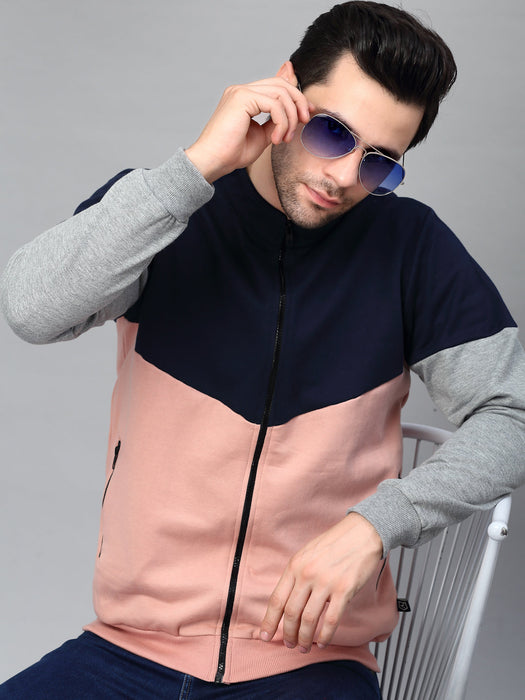 Color Blocked High Neck Fleece Jacket