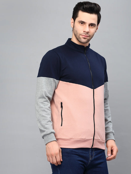 Color Blocked High Neck Fleece Jacket