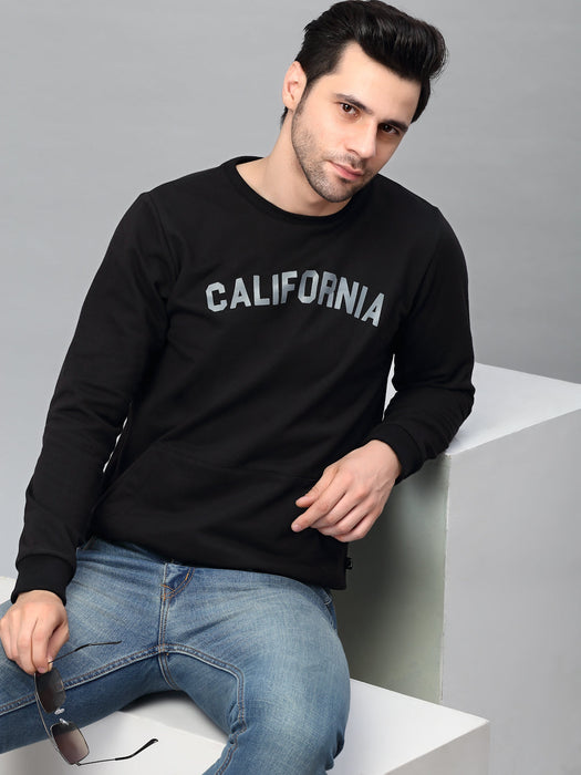 Dark Grey CALIFORNIA Print Round Neck Fleece Sweatshirt