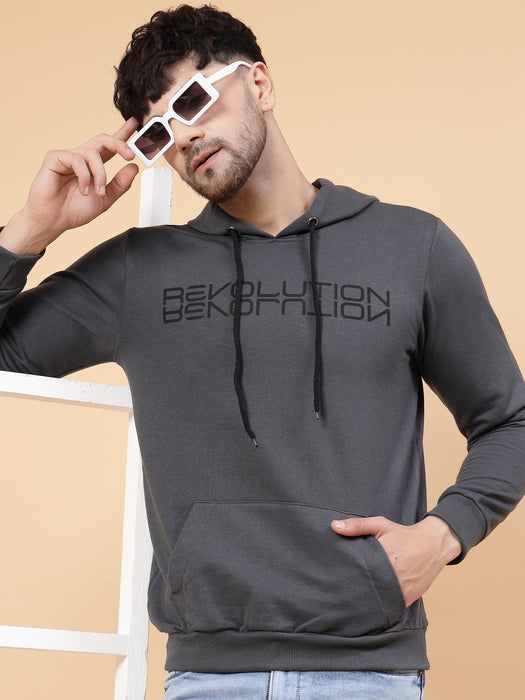 Revolutions Printed Hooded Neck Fleece Sweatshirt