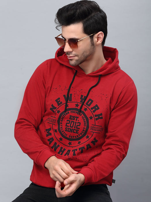 Printed Hooded Neck Fleece Sweatshirt