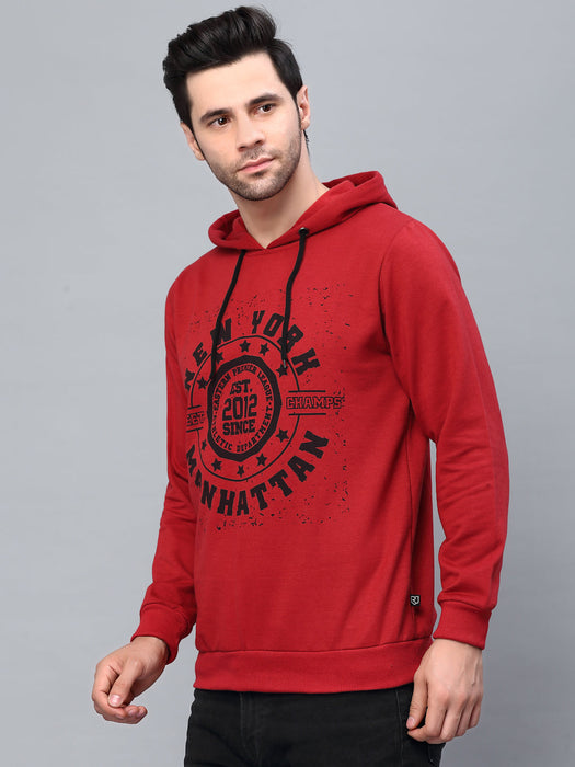 Printed Hooded Neck Fleece Sweatshirt