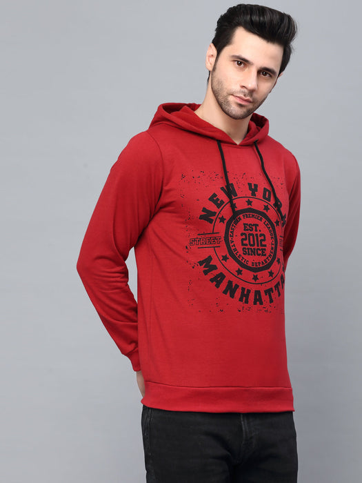 Printed Hooded Neck Fleece Sweatshirt