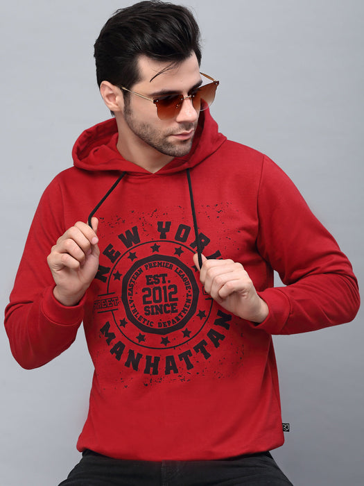 Printed Hooded Neck Fleece Sweatshirt