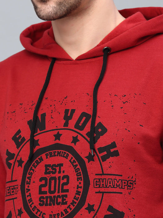 Printed Hooded Neck Fleece Sweatshirt