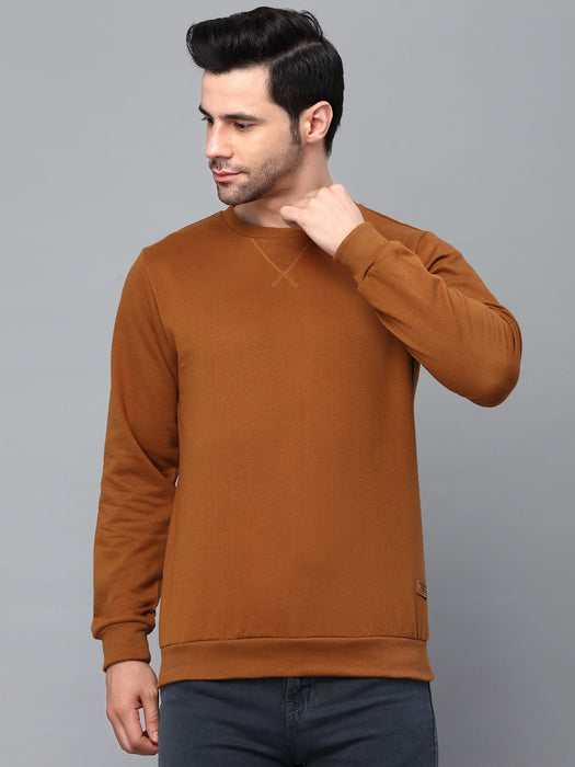 Neck Stitch Detail Basic Fleece Sweatshirt