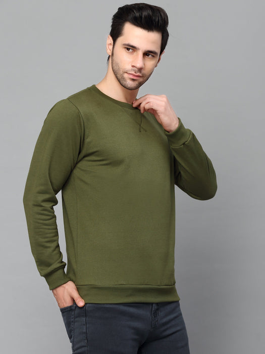 Neck Stitch Detail Basic Fleece Sweatshirt