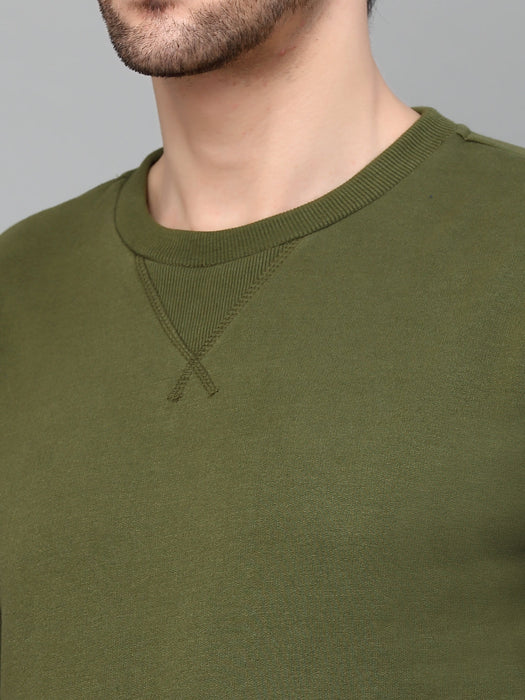 Neck Stitch Detail Basic Fleece Sweatshirt