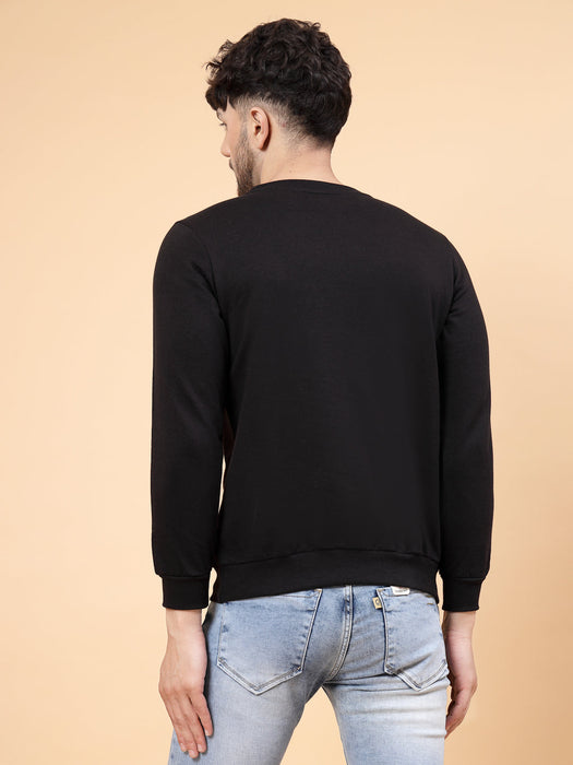 Black Round Neck Full Sleeve Fleece Sweatshirt