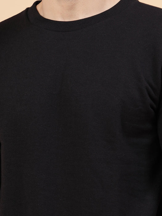 Black Round Neck Full Sleeve Fleece Sweatshirt