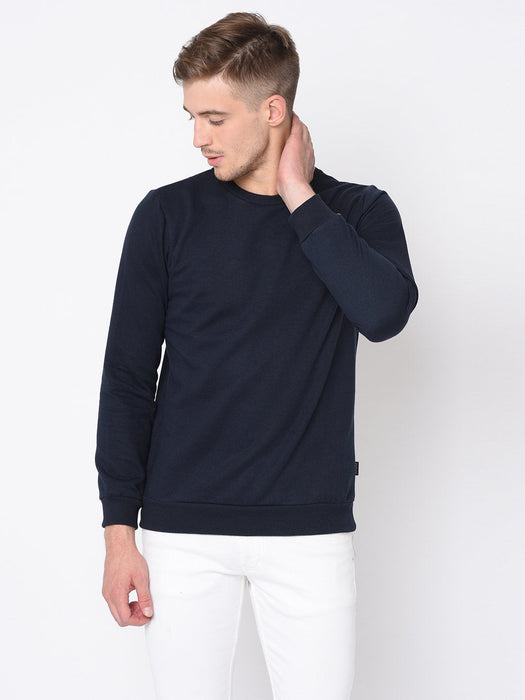 Navy Round Neck Sweatshirt For Men