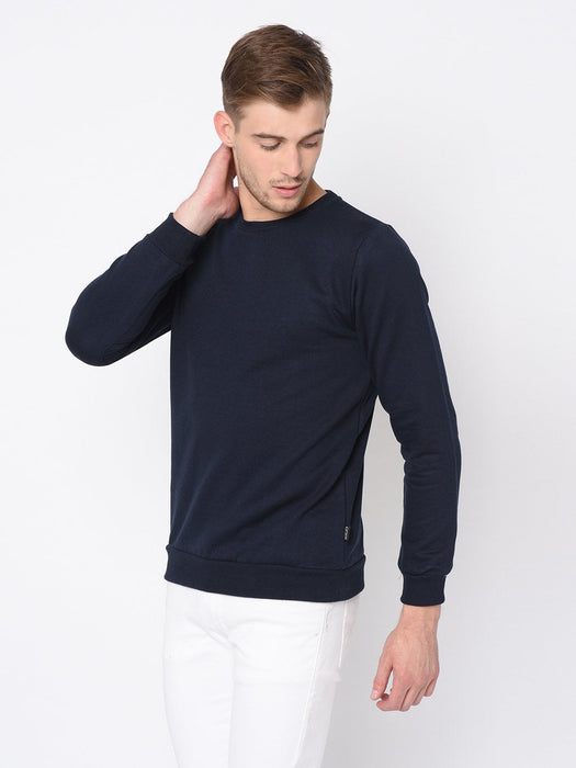 Navy Round Neck Sweatshirt For Men