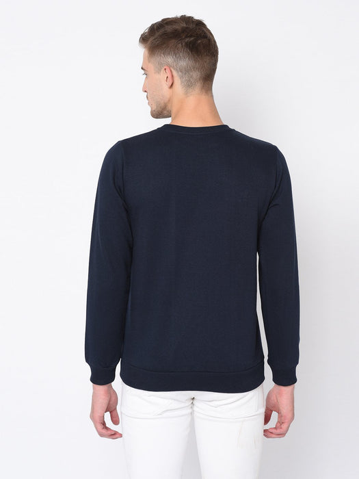 Navy Round Neck Sweatshirt For Men