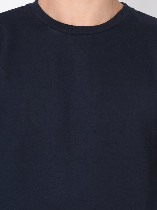 Navy Round Neck Sweatshirt For Men