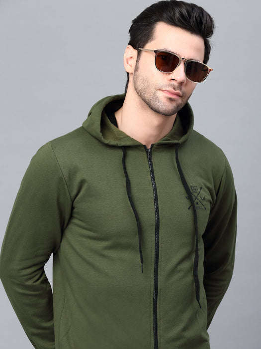 Olive Green Hood Fleece Jacket