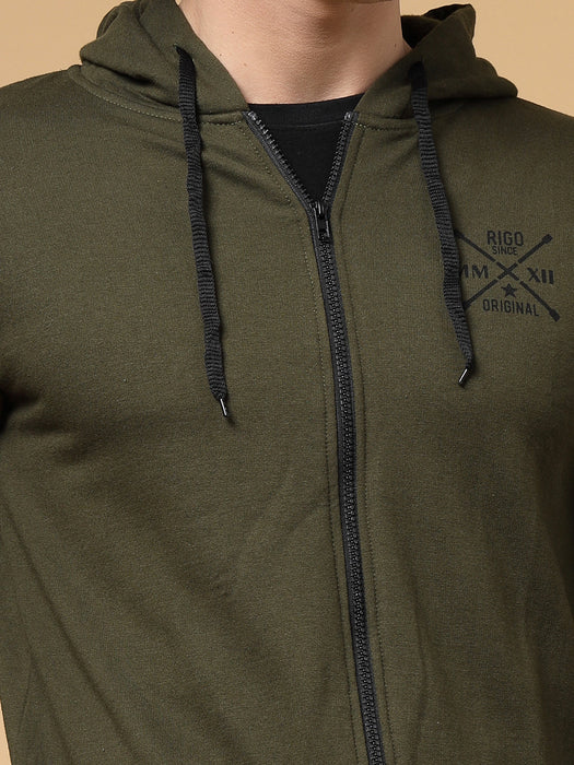 Olive Green Hood Fleece Jacket