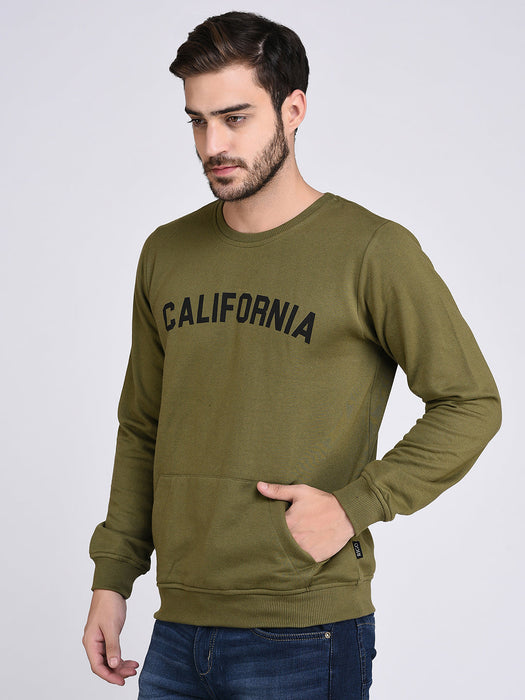 Dark Grey CALIFORNIA Print Round Neck Fleece Sweatshirt