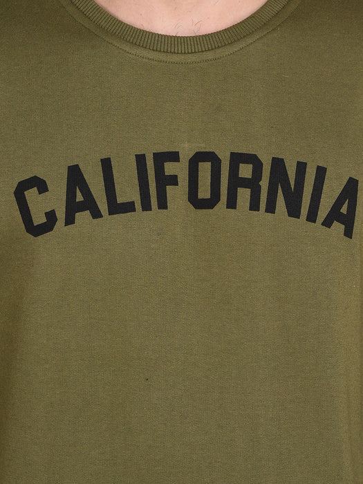 Dark Grey CALIFORNIA Print Round Neck Fleece Sweatshirt