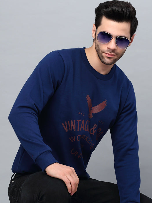 Round Neck Full Sleeve Printed Fleece Sweatshirt