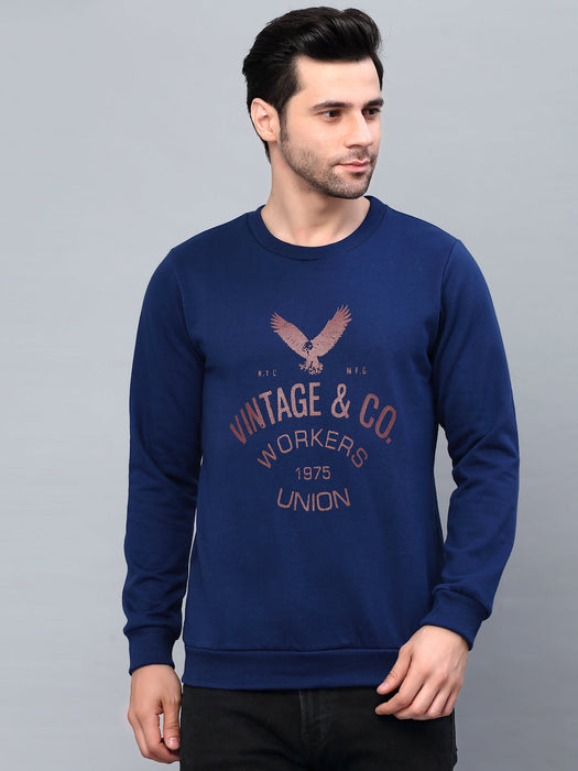 Round Neck Full Sleeve Printed Fleece Sweatshirt