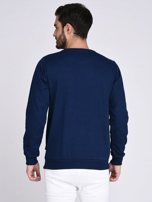 Blue Fleece Printed Sweatshirt-Full