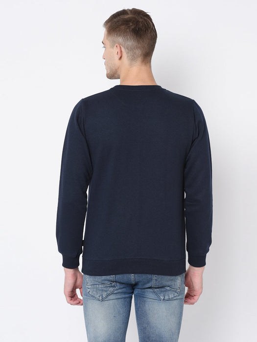 Navy Printed Sweatshirt For Men