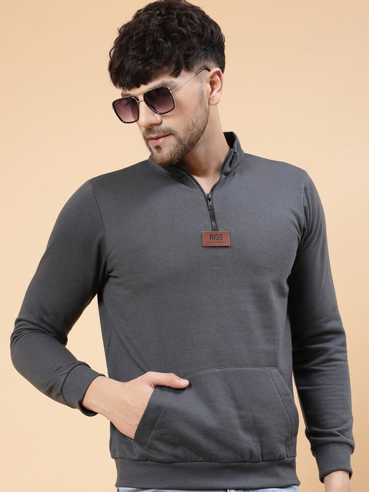 Zip-Up Neck Fleece Sweatshirt