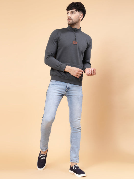 Zip-Up Neck Fleece Sweatshirt