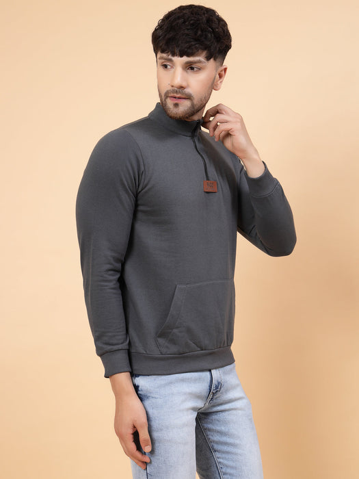 Zip-Up Neck Fleece Sweatshirt