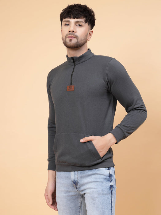 Zip-Up Neck Fleece Sweatshirt