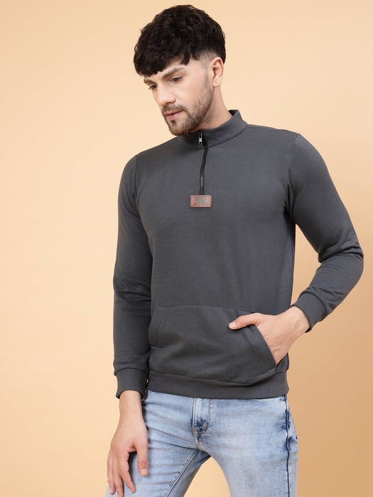 Zip-Up Neck Fleece Sweatshirt