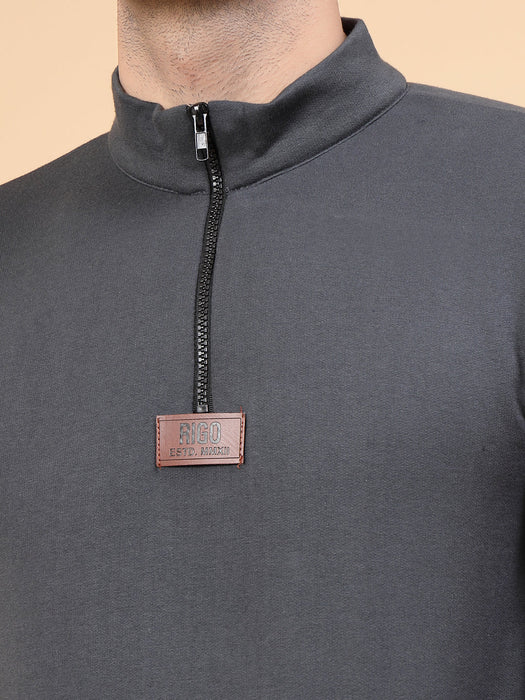 Zip-Up Neck Fleece Sweatshirt