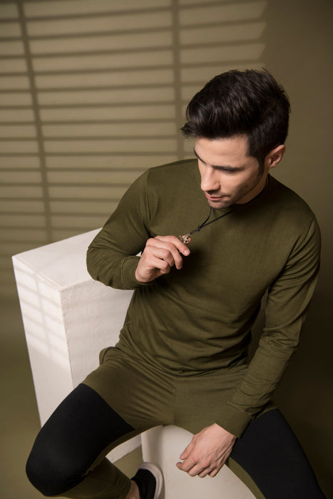 Cut & Sew Terry Round Neck Sweatshirt