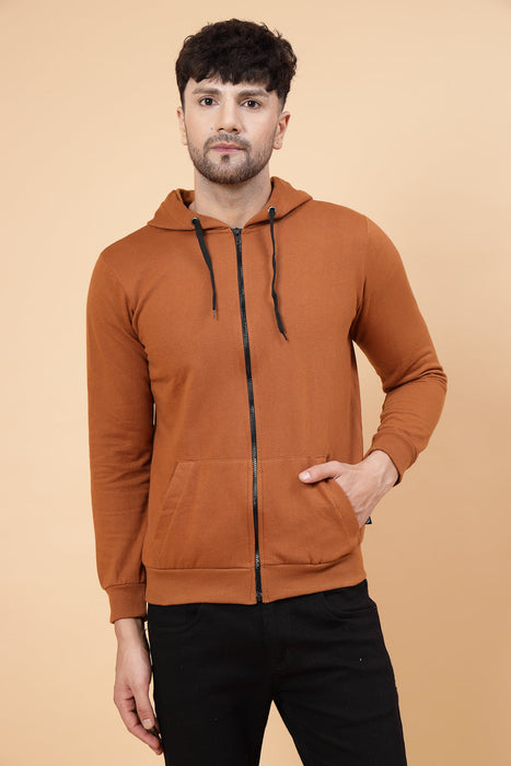 Front Zip With Hooded  Neck Fleece Jacket