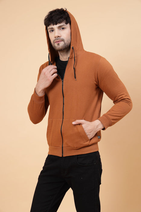 Front Zip With Hooded  Neck Fleece Jacket