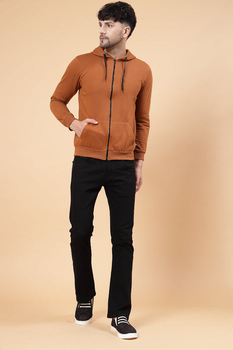 Front Zip With Hooded  Neck Fleece Jacket