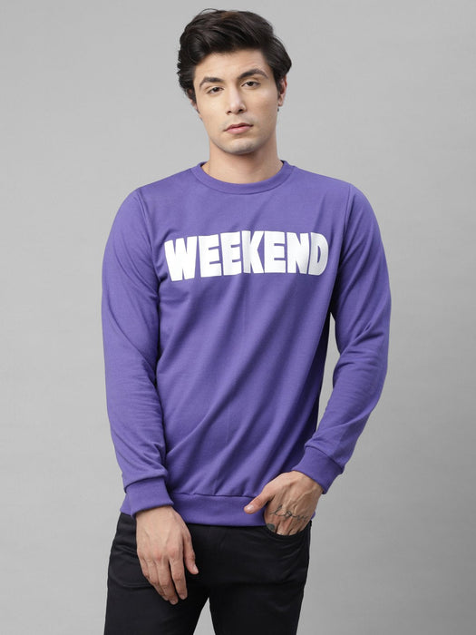 Purple WEEKEND Print Round Neck Terry Sweatshirt