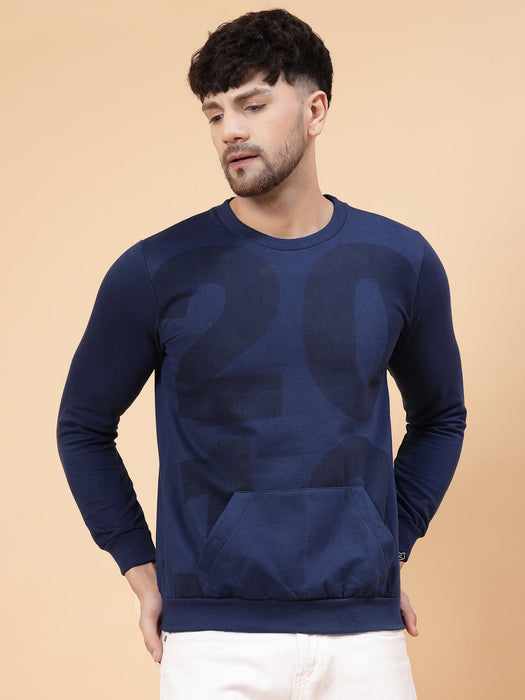 Printed Round Neck Fleece Sweatshirt