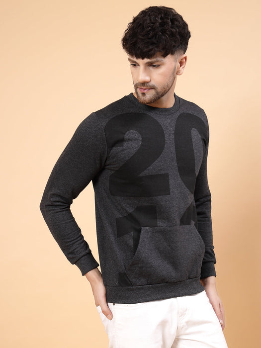 Printed Round Neck Fleece Sweatshirt