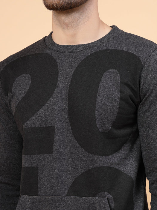 Printed Round Neck Fleece Sweatshirt