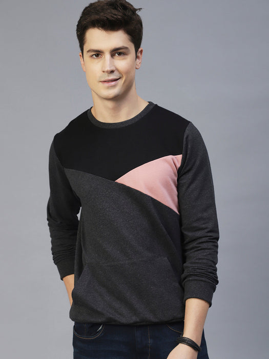 Charcoal Colourblock Terry Sweatshirt