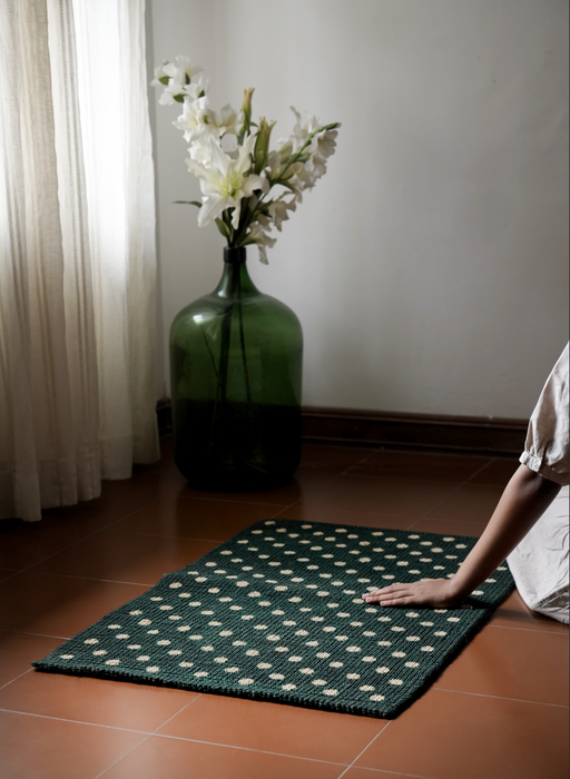 Green Polka Jute Mat