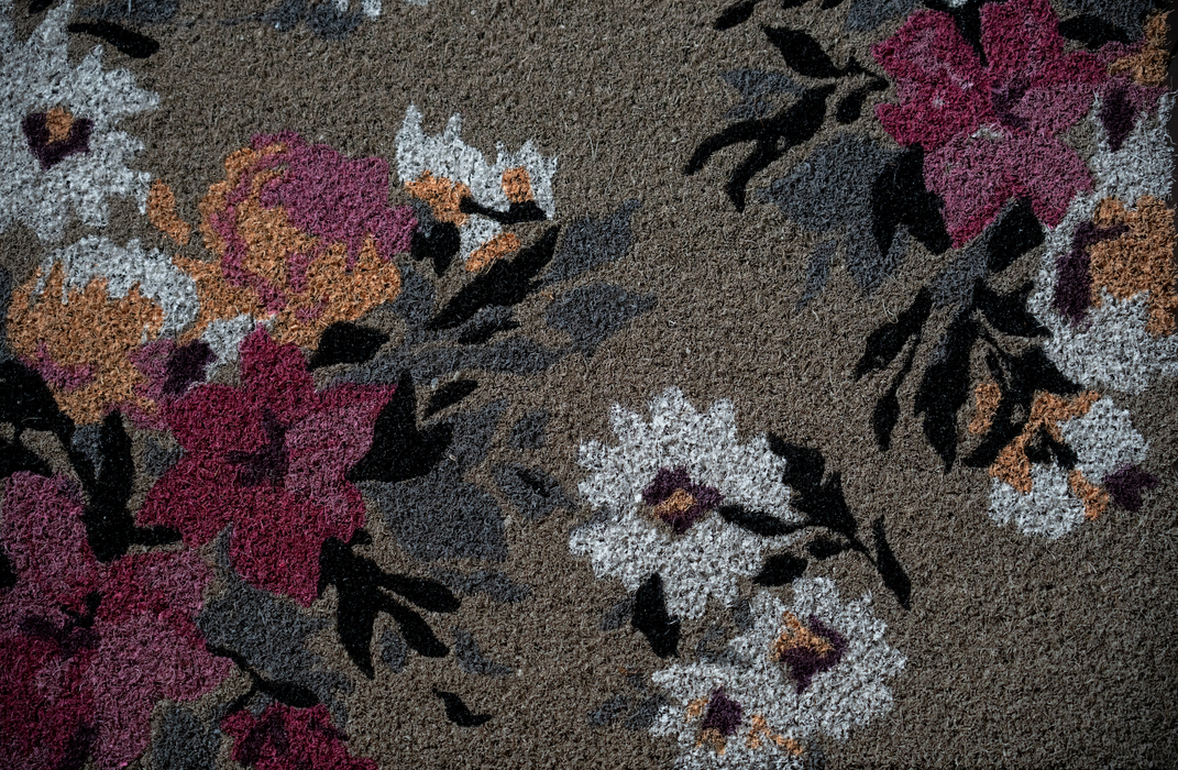 Blossom Floral Grey Coir Mat