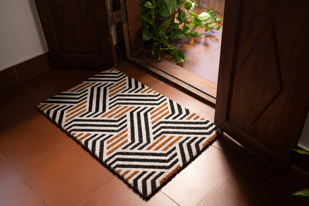 Monochrome Black & White Coir Mat