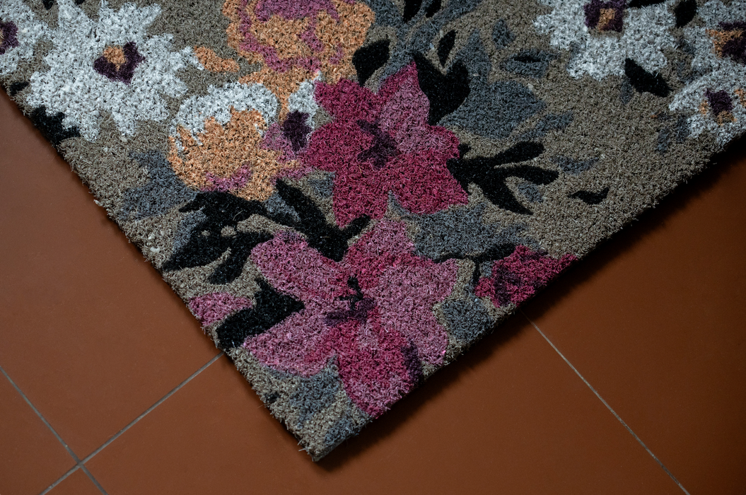 Blossom Floral Grey Coir Mat