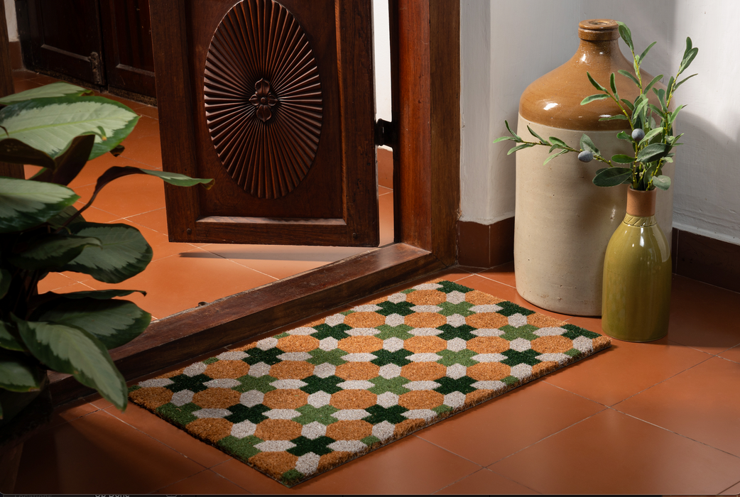 Green Checkered Coir Mat